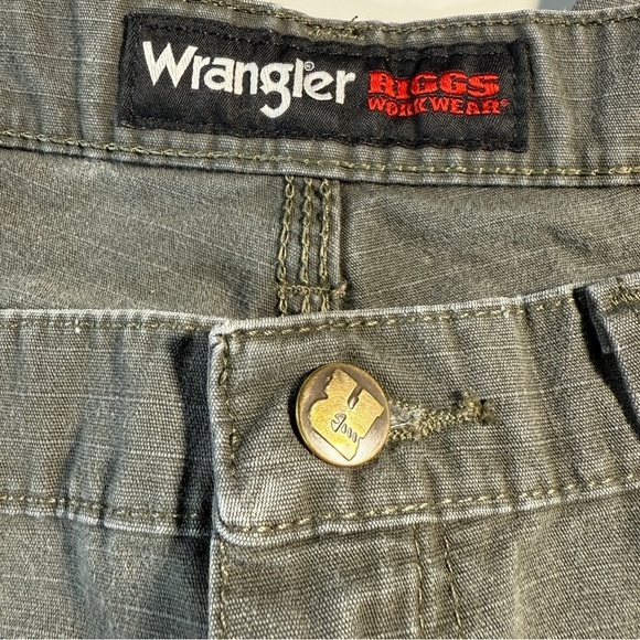 Wrangler x Riggs Workwear Ripstop Carpenter Pants Size 36 x 33 Green Cotton Work - Picture 7 of 12